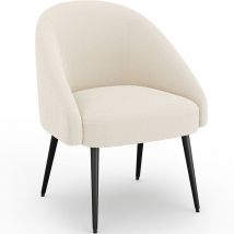 Privatefloor - Fauteuil Design - En Bouclette Fausse Fourrure Tapissée - Boucles Blanches - Wasda Blanc