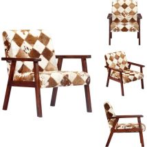 Vidaxl - Fauteuil blanc et marron cuir véritable de chèvre - Fauteuil Cuir - Fauteuil Moderne - Fauteuil Relaxant - Fauteuils Confortables - Chaise