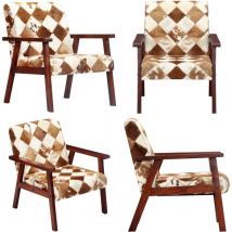 Fauteuil blanc et marron cuir véritable de chèvre - Fauteuil Cuir - Fauteuil Moderne - Fauteuil Relaxant - Fauteuils Confortables - Chaise Lounge