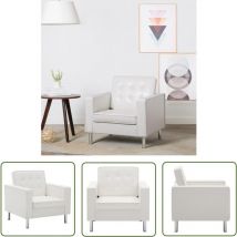 The Living Store Fauteuil blanc similicuir - Fauteuil Design - Fauteuil Moderne - Fauteuil Confortable - Fauteuil Blanc - Chaise Relaxante