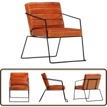 Fauteuil Brun roux Cuir véritable - Fauteuil Cuir - Fauteuil Moderne - Fauteuil Relax - Fauteuils Confortables - Canapé Cuir