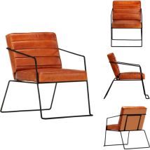 Fauteuil Brun roux Cuir véritable - Fauteuil Cuir - Fauteuil Moderne - Fauteuil Relax - Fauteuils Confortables - Canapé Cuir