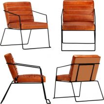Fauteuil Brun roux Cuir véritable - Fauteuil Cuir - Fauteuil Moderne - Fauteuil Relax - Fauteuils Confortables - Canapé Cuir - Home & Living