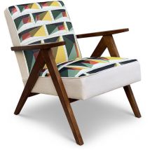 Fauteuil Brutaliste à pieds compas en tissu iconique