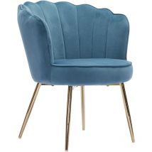 Baïta - Fauteuil callista en velours bleu avec pieds doré