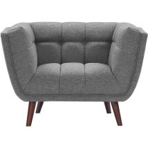 Fauteuil capitonné en tissu gris - carmen