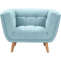 Fauteuil capitonné en tissu bleu clair - carmen