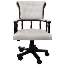 Helloshop26 - Fauteuil chaise chaise de bureau en cuir mélangé blanc