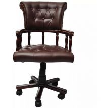 Helloshop26 - Fauteuil chaise chaise de bureau en cuir mélangé marron