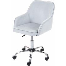 Décoshop26 - Fauteuil chaise de bureau sur roulettes pivotant style rétro en tissu velours gris 040001849