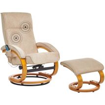 Beliani - Fauteuil Relax Moderne Massant et Chauffant avec Repose-Pieds en Tissu Beige Hero