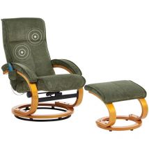 Beliani - Fauteuil Relax Moderne Massant et Chauffant avec Repose-Pieds en Tissu Vert Hero