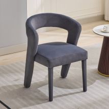 Fauteuil, chaise rembourrée, chaise de salle à manger, 59x60x79 cm, velours, capacité de charge 150 kg, gris, 1 pcs