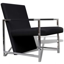 Helloshop26 - Fauteuil chaise siège lounge design club sofa salon avec pieds chromés synthétique noir