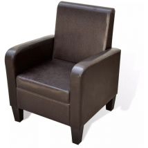 Fauteuil chaise siège lounge design club sofa salon cuir artificiel marron