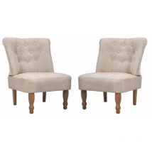 Helloshop26 - Fauteuil chaise siège lounge design club sofa salon en style français 2 pcs tissu crème