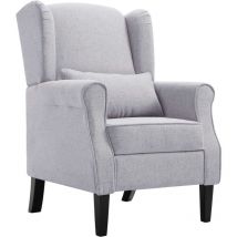 Fauteuil chaise siège lounge design club sofa salon gris clair tissu