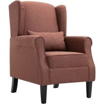 Helloshop26 - Fauteuil chaise siège lounge design club sofa salon marron tissu