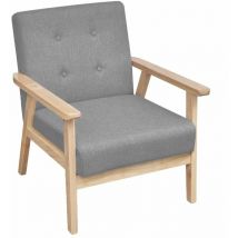 Helloshop26 - Fauteuil chaise siège lounge design club sofa salon tissu gris clair