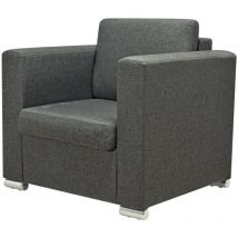 Fauteuil chaise siège lounge design club sofa salon tissu gris foncé