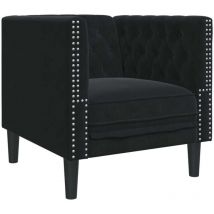 Vidaxl - Fauteuil Chesterfield noir velours
