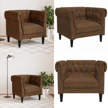 Fauteuil Chesterfield marron tissu - Fauteuil Chesterfield - Canapé Cuir - Fauteuils Confortables - Décoration Intérieure - Mobilier Salon - Home &