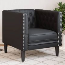 Torana - Fauteuil Chesterfield noir similicuir