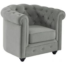 Fauteuil CHESTERFIELD - Velours gris clair