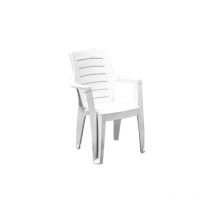 I Giardini Del Re - Fauteuil Cle'opatre avec accoudoirs en re'sine blanche antichoc 56x60x89 cm pour jardin exte'rieur
