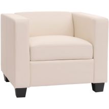 Fauteuil Club / Lounge Lille, 86x75x70cm, simili-cuir blanc