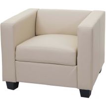 Fauteuil Club / Lounge Lille, 86x75x70cm, simili-cuir, crème