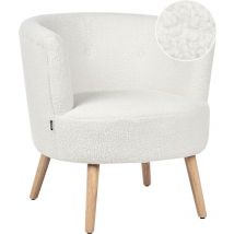 Fauteuil Club Moderne en Bouclé Dossier Bas Meubles de Salon Blanc Odenzen