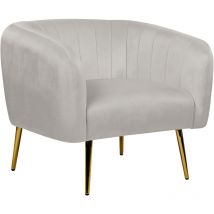 Beliani - Fauteuil Club Cabriolet en Velours et Acier Gris Clair et Doré Tapissé Laconia