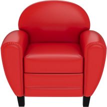 Fauteuil rouge en croute de cuir enduite - CLUB