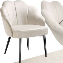Tectake - Fauteuil cocktail rembourré avec revêtement en velours crème/noir