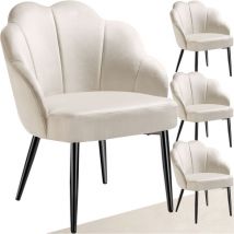 Lot 4 fauteuils cocktail rembourrés revêtement en velours crème/noir