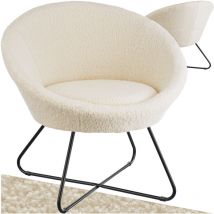 Tectake - Fauteuil cocktail rembourré avec revêtement bouclé ou en velours Dossier rond