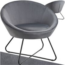 Tectake - Fauteuil cocktail rembourré avec revêtement bouclé ou en velours Dossier rond