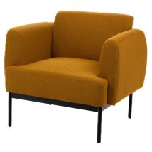 Hellin - Fauteuil contemporain aux lignes droites en tissu bouclette - sasha