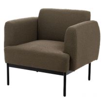 Hellin - Fauteuil contemporain aux lignes droites en tissu bouclette - sasha