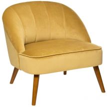 Atmosphera Créateur D'intérieur - Fauteuil Naova velours jaune moutarde