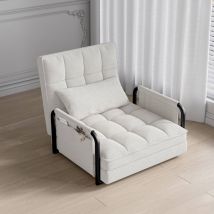 1-sitzer-schlafsessel – Schlafsofa Mit 5 Verstellbaren Positionen – Aus Chenille – Lammfell-verzierungen – Weiß