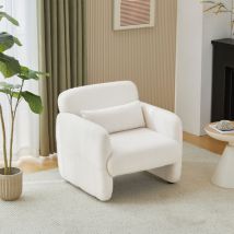 Tanant - Fauteuil Convertible, Fauteuil simple avec accoudoirs, Fauteuil en éponge et en Tissu, Chambre Fauteuil Scandinave - Blanc