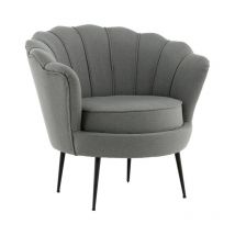 Fauteuil Coquillage en Tissu "Calais" 83cm Gris