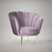 Toscohome - Fauteuil coquille en velours glycine avec pieds dorés - Orel