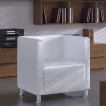Torana - Fauteuil cube blanc simili cuir
