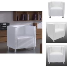 Fauteuil cube blanc simili cuir - Chaise Moderne - Fauteuil Élégant - Chaise Salle à Manger - Mobilier Intérieur - Design Contemporain
