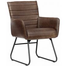 Massivmoebel24 - Fauteuil 62x59 Cuir Marron foncé iron label 06 - marron