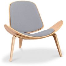 Fauteuil design - Fauteuil scandinave - Revêtement en tissu - Lucy Gris clair