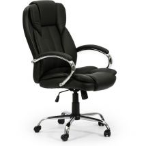 Fauteuil de Bureau à Hauteur réglable et inclinable Nixon tapissé en Similicuir. Couleur Noire. métal chromé.